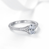 R55098款银镀18K白金蛋形莫桑钻精致订婚戒1.23ct 2